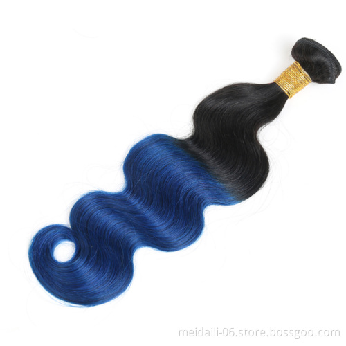 factory price 8a grade virgin brazilian hair 1b blue ombre body wave human hair bundles